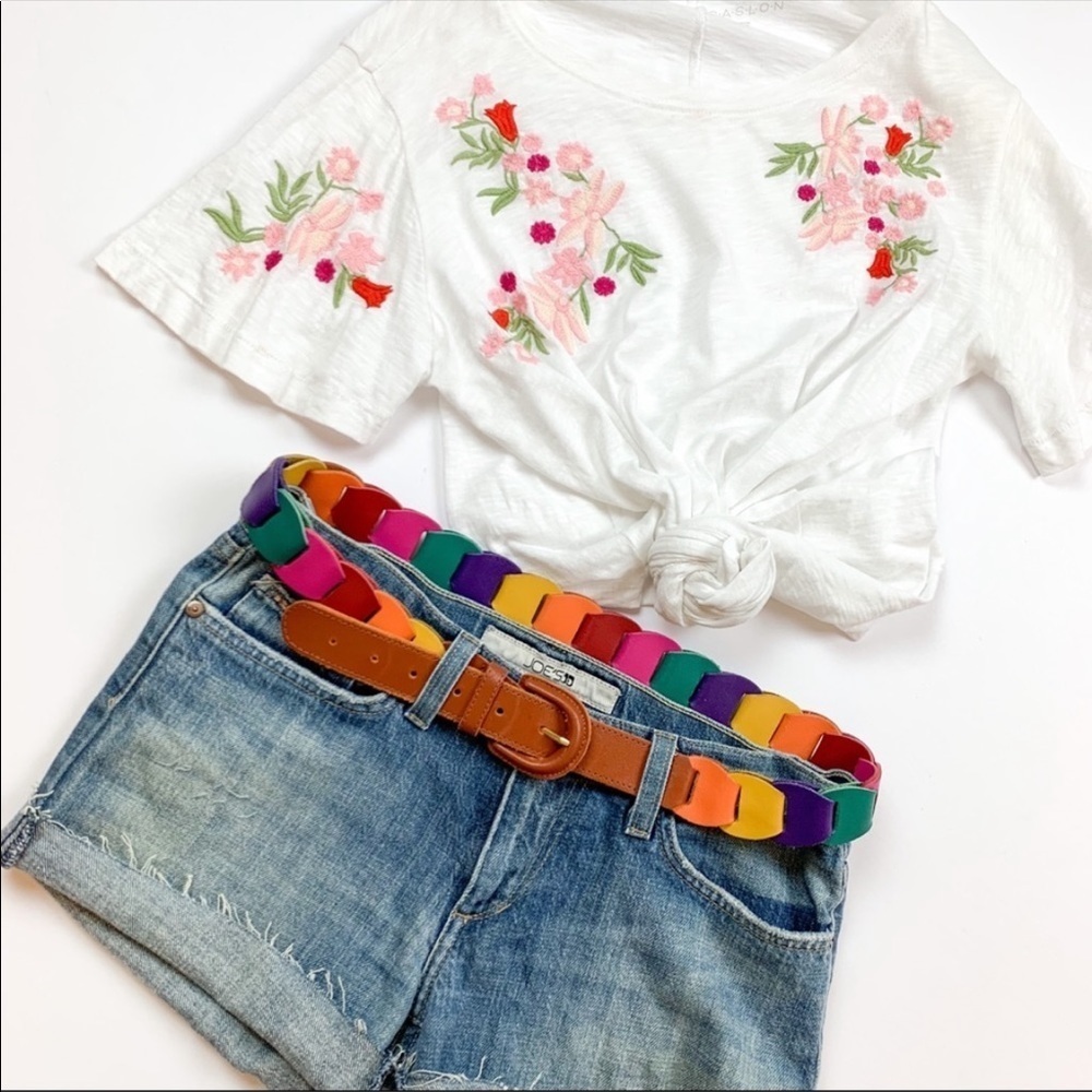 Multicolor Rainbow Loop Leather Belt